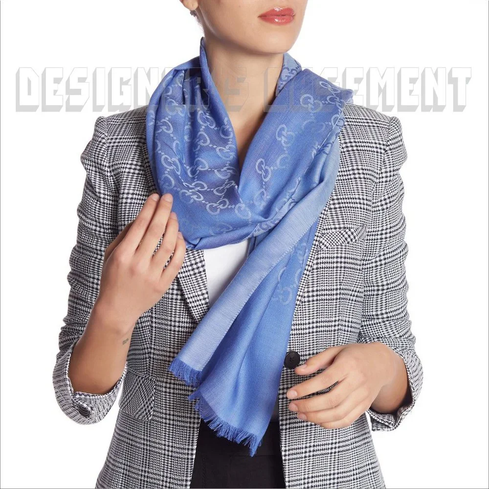 GUCCI Blue & Periwinkle GGNAT wool & silk 18